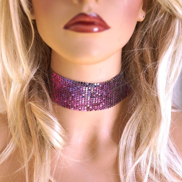 Multi Colored Each Piece Is Slightly Different Ab Tones Pink Adjustable Choker For Party, Adjustable Pink Choker For Party, Purple Party Jewelry, Trendy Red Choker For Party, Trendy Red Party Choker, Summer Party Choker Jewelry, Glamorous Purple Jewelry For Party, Glamorous Summer Jewelry For Night Out, Glamorous Purple Party Jewelry