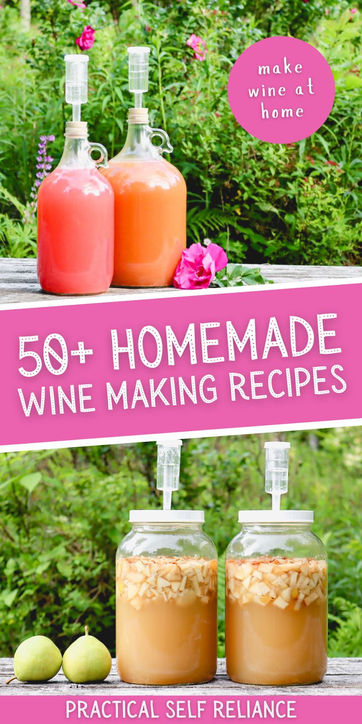 three jars filled with homemade wine making recipe