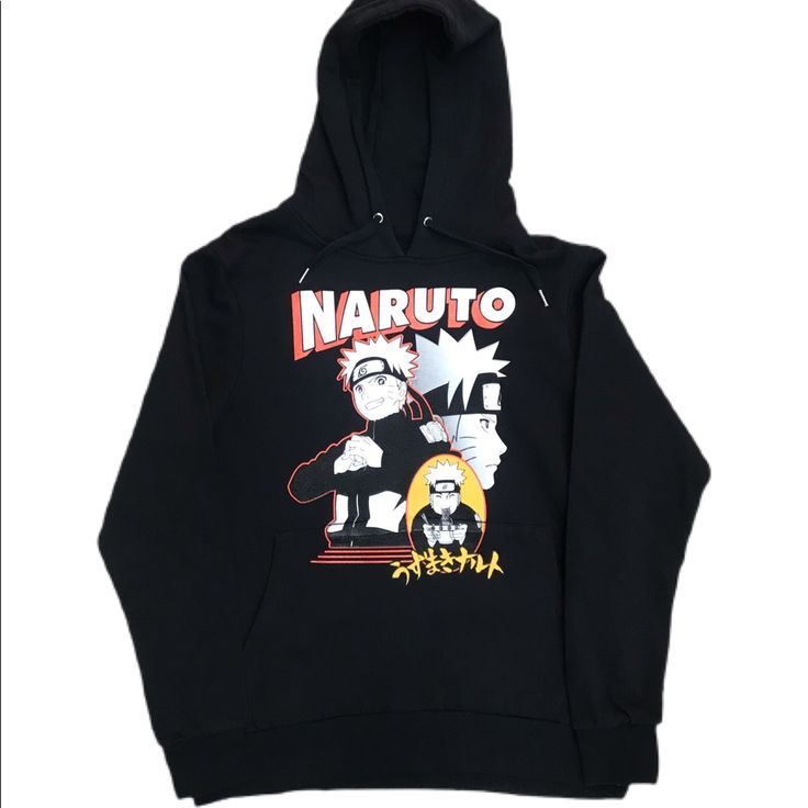 Brand New Without Tags Hooded Fleece Sweatshirt With Character Print, Fleece Hooded Sweatshirt With Character Print, Casual Long Sleeve Hoodie With Anime Print, Casual Hooded Sweatshirt With Anime Print, Casual Hooded Top With Character Print, Anime Print Crew Neck Hoodie For Winter, Winter Anime Print Hoodie With Crew Neck, Pop Culture Long Sleeve Hoodie With Letter Print, Hooded Character Print Top For Streetwear