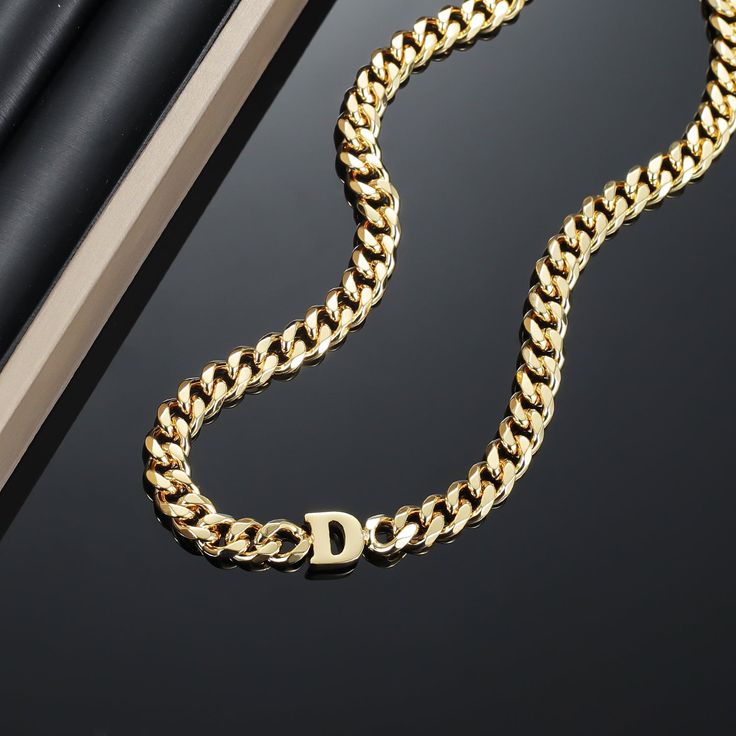 Personalize this cuban chain with any initial or surprise them with a meaningful gift. 18k Gold Chain, Cuban Chain, Precious Jewelry, Personalized Necklace, Gold Plated Silver, Custom Items, Meaningful Gifts, Rose Gold Plates, Precious Metals