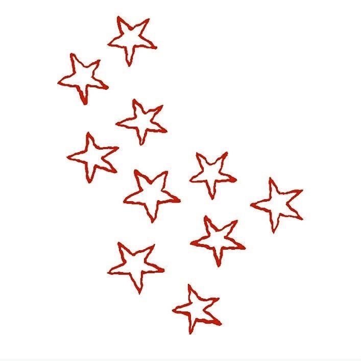 red stars are arranged in the shape of a star