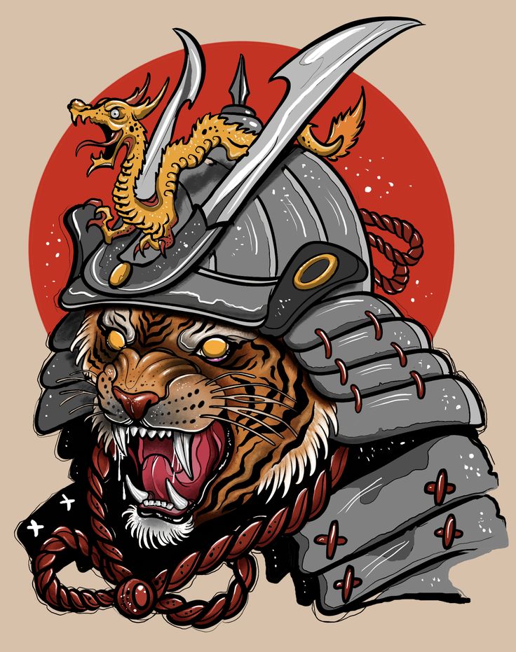 Japanese Illustration Art, Japanese Tattoo Art Traditional, Tiger Samurai, Tattoo Daruma, Tiger Sketch, Tattoo Tiger, Tattoo Japanese, Samurai Tattoo Design, Japanese Pop Art