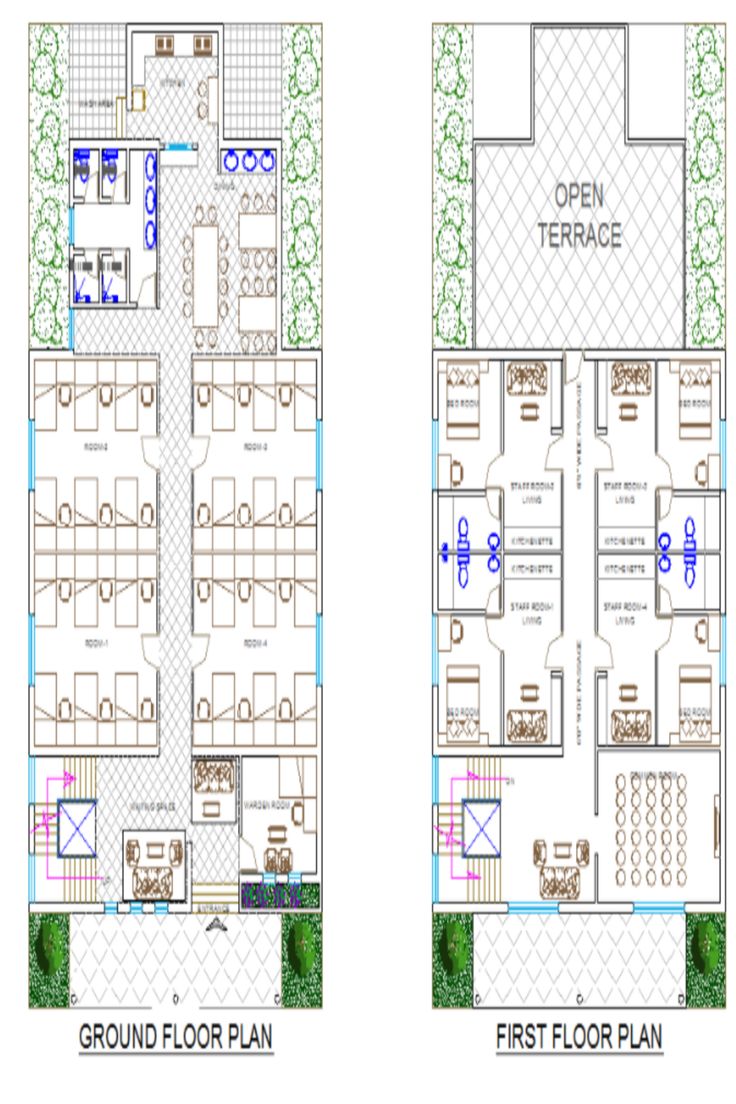 the ground plan and first floor plan