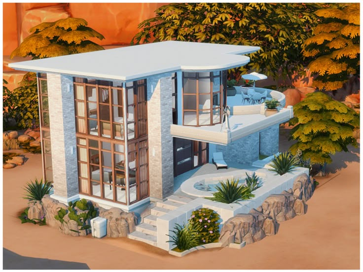 an artist's rendering of a house in the desert