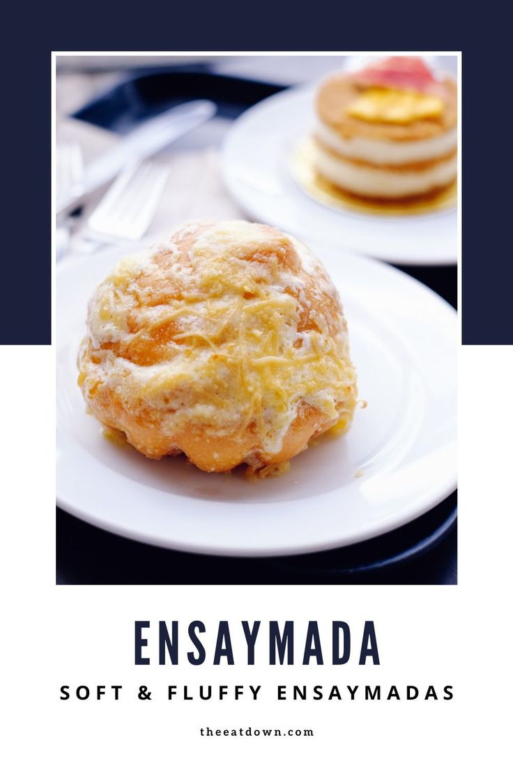 an image of some food on a plate with the words ensaymada written below it