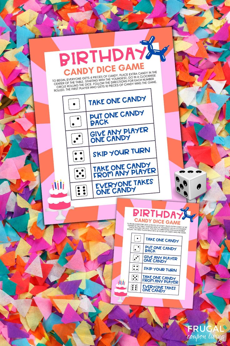 a birthday party game with colorful confetti