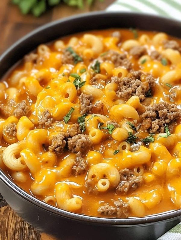 a close up of a bowl of macaroni and cheese soup on a table