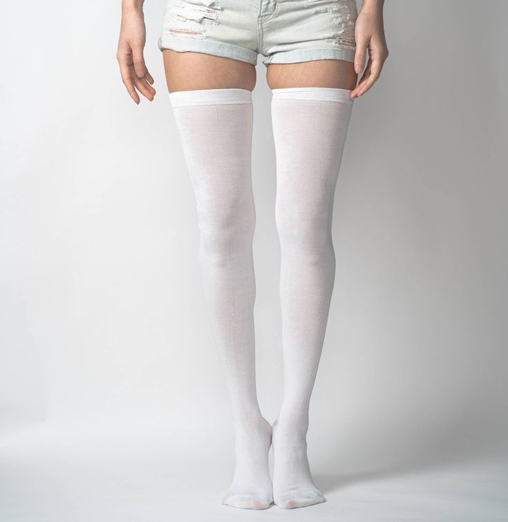 Extra Long Thigh High Socks In a unique blend of micro modal cotton for that silk soft finish, these thigh highs are airy and breathable for a lasting comfort. It is designed to be ultra light for a semi-sheer look with a slight sheen to it. The perfect accent and addition to your look. Details: Features: Ultra Light Semi-sheer Slight Sheen Breathable Soft Hand Feel Material & Care: Material content: micro modal cotton blend Wash & care: machine wash cold with like colors; do not bleach or iron White Thigh High Socks, Thigh Socks, Thigh High Socks, Soft Hands, Soft Hand, Thigh High, High Socks, Thigh Highs, Knee High Sock