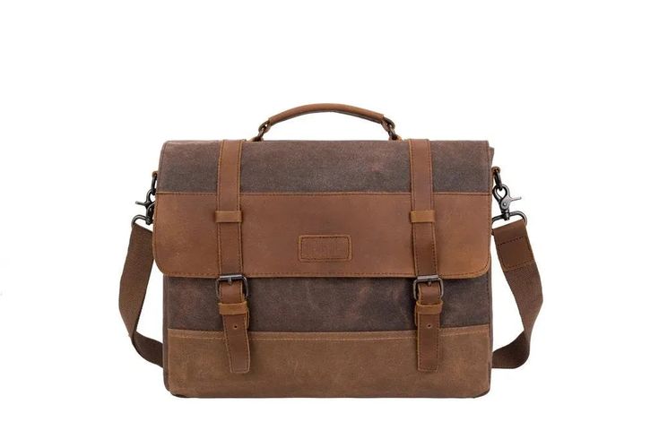 Eurosport Leonardo - Messenger Bag - Hatcountry Brown Rectangular Coated Canvas Briefcase, Travel Laptop Bag In Brown With Waxed Finish, Travel Laptop Bag With Waxed Finish In Brown, Brown Travel Laptop Bag With Waxed Finish, Casual Brown Satchel Briefcase, Business Brown Waxed Canvas Bag, Brown Waxed Finish Laptop Bag For Travel, Brown Waxed Canvas Business Bag, Brown Leather Laptop Bag For Outdoor