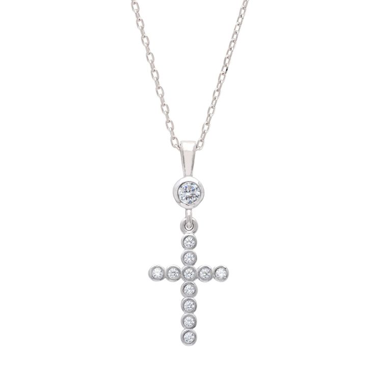 Give someone special a gift that will last for generations with this radiant sparkle cross pendant necklace! A cross necklace would make a beautiful and meaningful gift for special occasions such as communion or confirmation. It can also be an ideal bridesmaid's favour, as the cross is a timeless symbol of strength and love that will stay with them forever. That's not all though - with its eye-catching design, this pendant necklace is sure to elevate any outfit in an instant! Add a touch of spir Silver Cross Necklace For Confirmation, Silver Cross Jewelry For Confirmation, Sterling Silver Cross Pendant Necklace For First Communion, Sterling Silver Cross Necklace For First Communion, Elegant Cross Pendant For Confirmation, Sterling Silver Cross Necklace For Baptism, Sterling Silver Cross Pendant Necklace For Wedding, Elegant Confirmation Cross Pendant Jewelry, Elegant Pendant Necklaces For First Communion