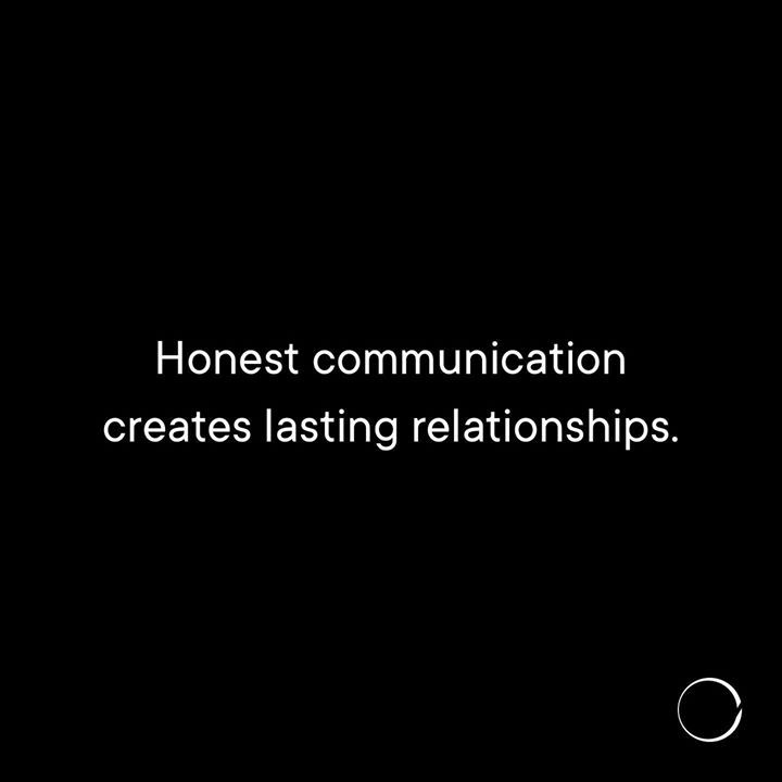 the words honest communication creates lasting relationships on a black background with an image of two circles