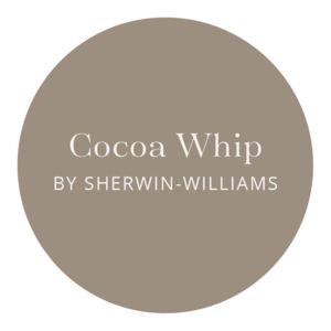 the cocoa whip by sherwin - williams logo is shown in white on a brown circle