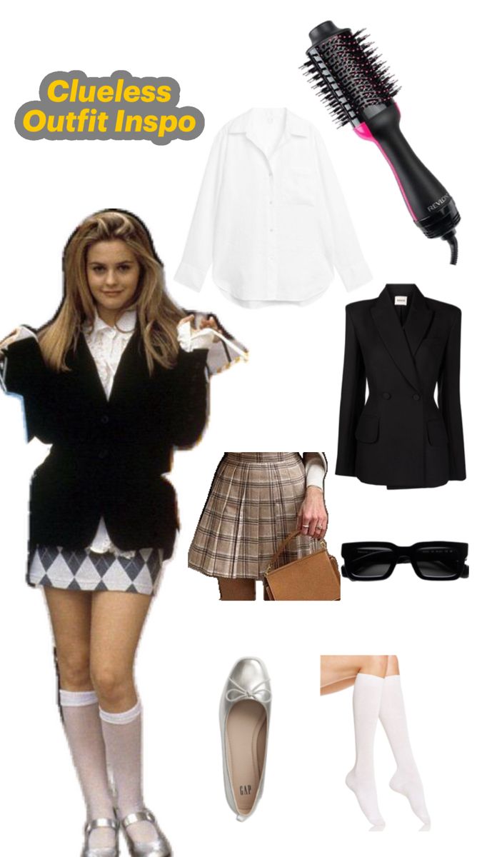 Outfit ideas inspired from clueless. Back to school outfit ideas, clueless outfit ideas, baddie outfits, back to college outfit, fall outfits Cher From Clueless Outfits, Cher Outfits Clueless, Clueless Cher Outfits, Clueless Outfits Inspiration, Cher Clueless Halloween Costume, College Outfit Fall, Cher Clueless Outfit, Outfit Inspirations 90s, Outfit Ideas Baddie