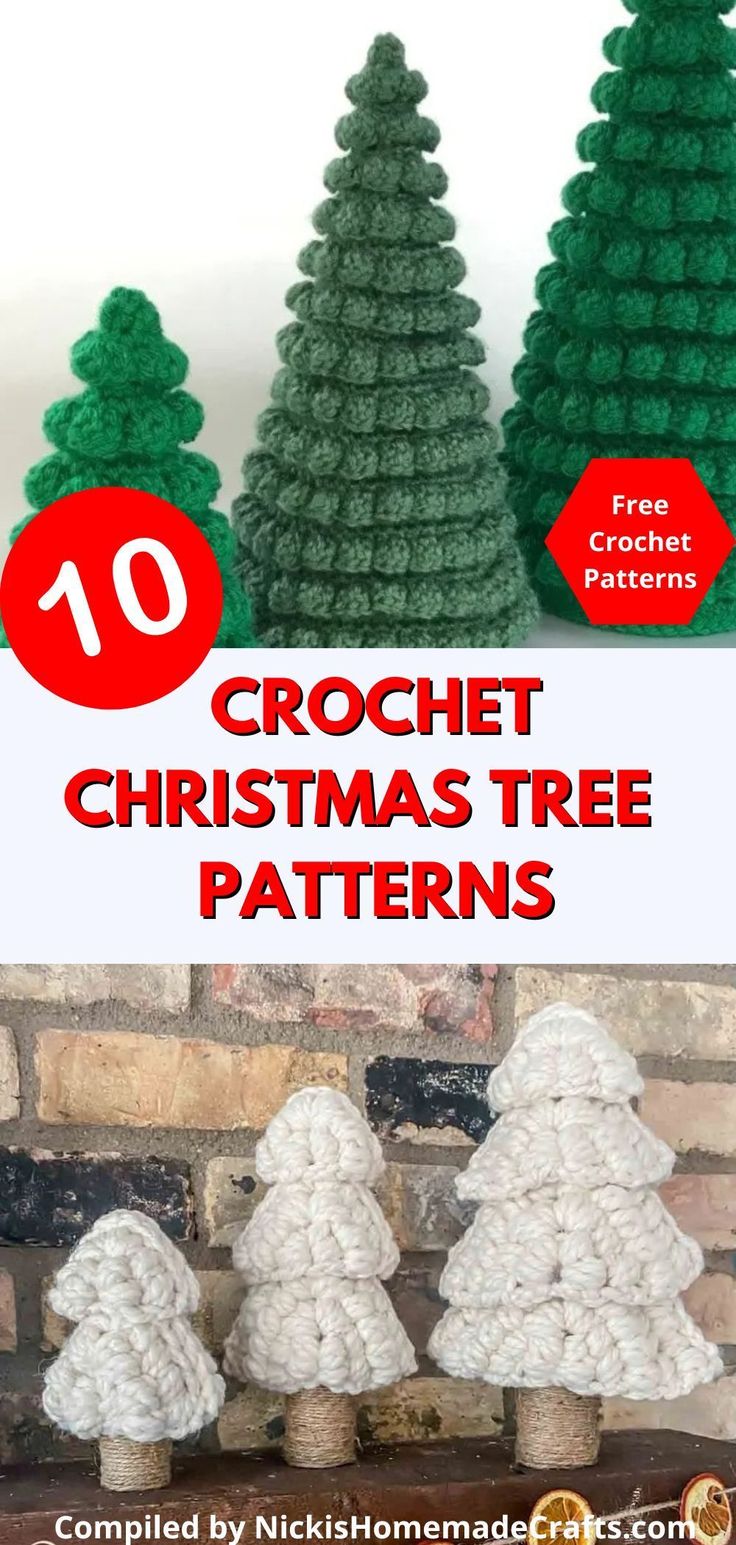 crochet christmas tree patterns with text overlay