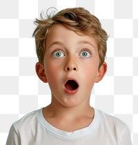 a young boy making a surprised face with his mouth open