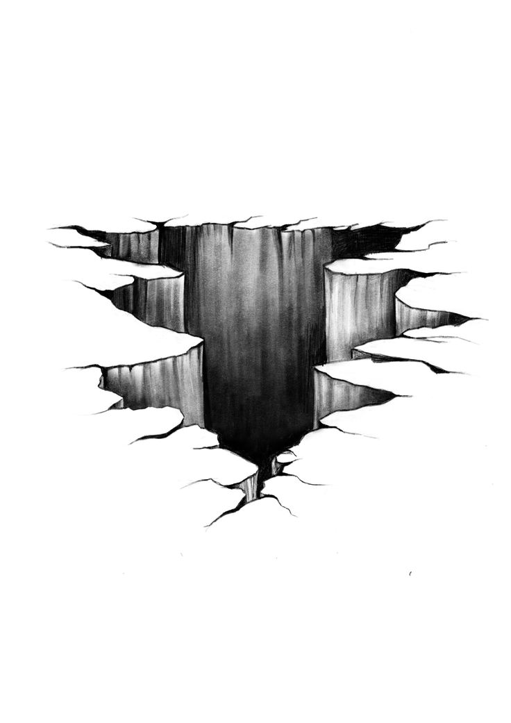 a black and white drawing of a hole in the ground that has been cut open