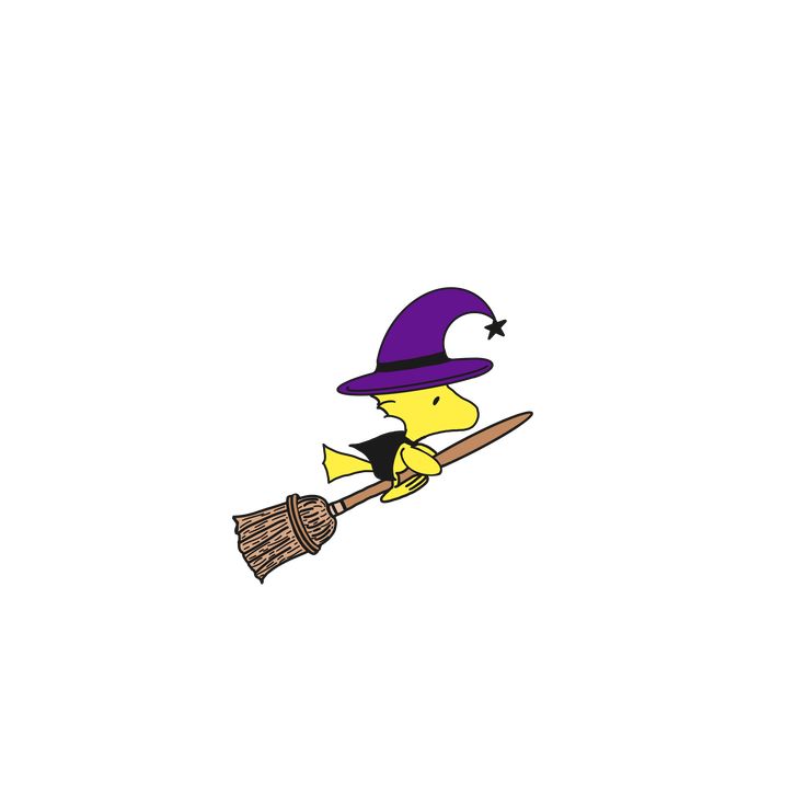 a yellow bird wearing a purple hat and holding a broom in its paws while flying through the air