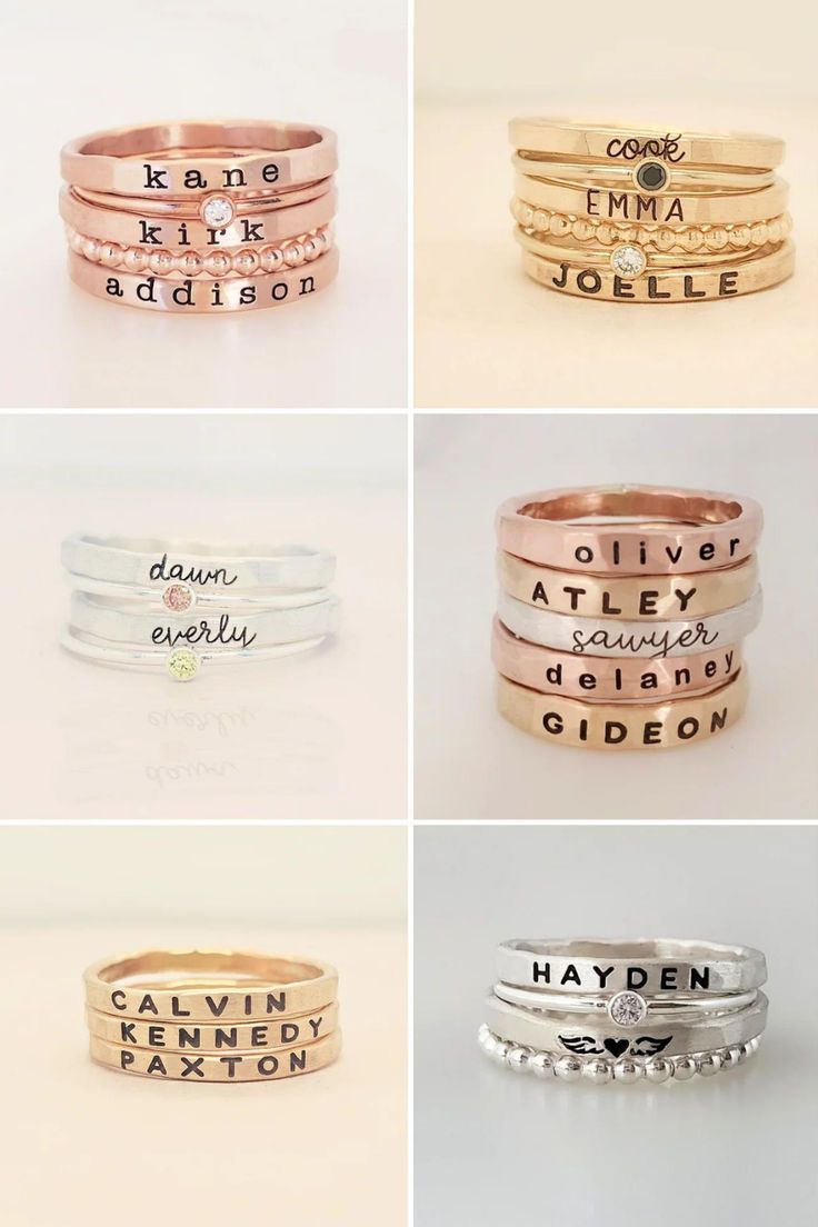 Looking for stackable kids name rings for moms, but can't find exactly what you like? Create your own name ring stack that fits your needs! These gold name rings personalized jewelry are perfect as a jewelry gift for new mom or christmas gifts for mom! Create your own unique name ring stack here! Minimalist Customizable Sterling Silver Stackable Rings, Customizable Sterling Silver Stackable Rings As Gift, Customizable Sterling Silver Stackable Rings For Gifts, Custom Name Gold Stackable Rings In Sterling Silver, White Sterling Silver Personalized Stackable Rings, Customizable Sterling Silver Stackable Promise Rings, Customizable Sterling Silver Stackable Rings For Promise, Customizable Rose Gold Stackable Rings, Custom Name Sterling Silver Stackable Rings As Gift