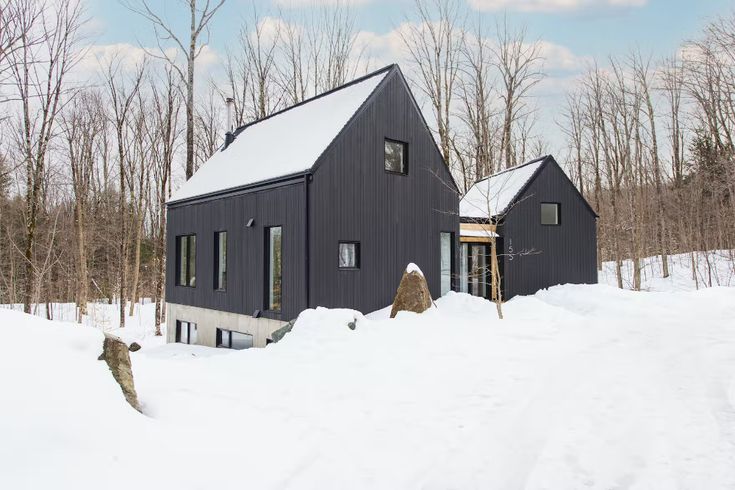 a house in the middle of a snowy forest