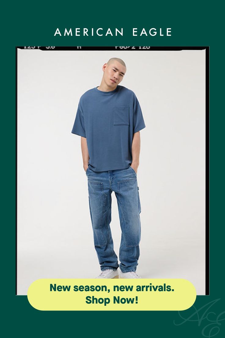 Breathable performance fabric/Crew neck/Open chest pocket/Straight hem/This tee is Real Good: Made with the planet in mind & a promise to continue to do better. Do Better, Pocket Tshirt, Performance Fabric, Chest Pocket, American Eagle Outfitters, Women's Jeans, American Eagle, Active Wear, Women Jeans