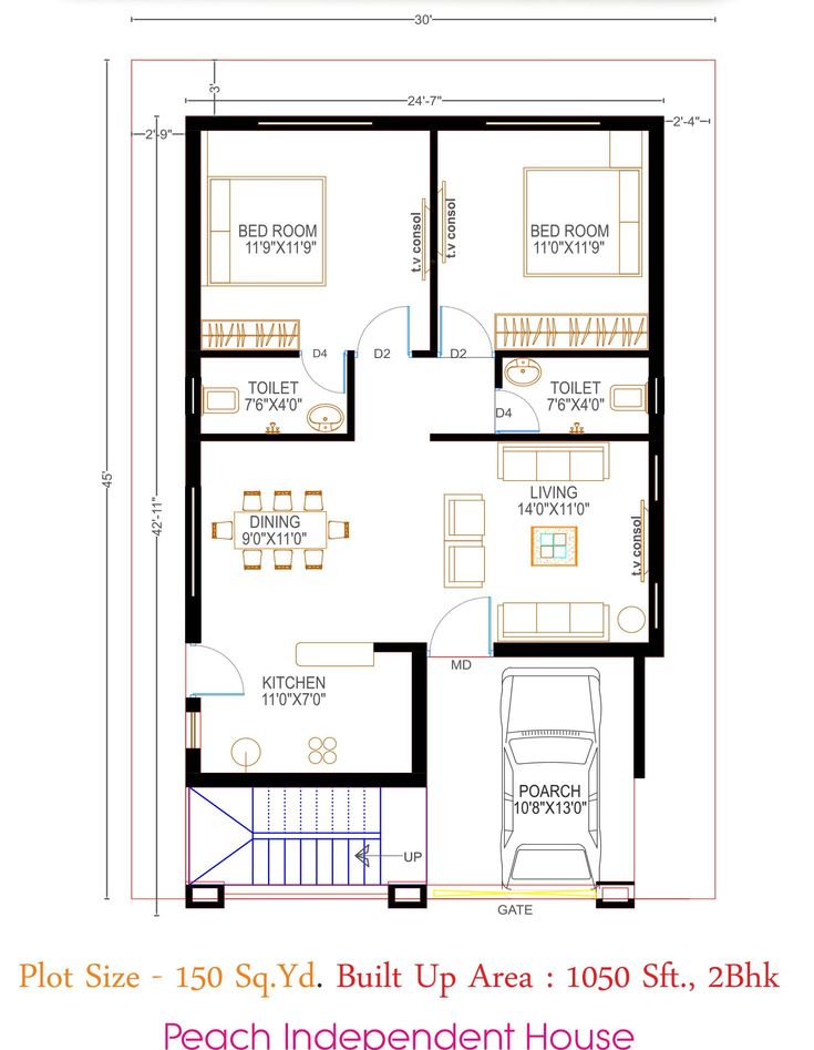 the floor plan for a two bedroom house