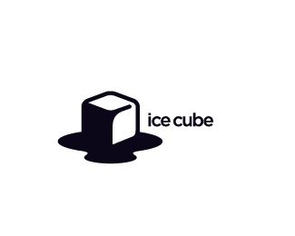 the ice cube logo is black and white