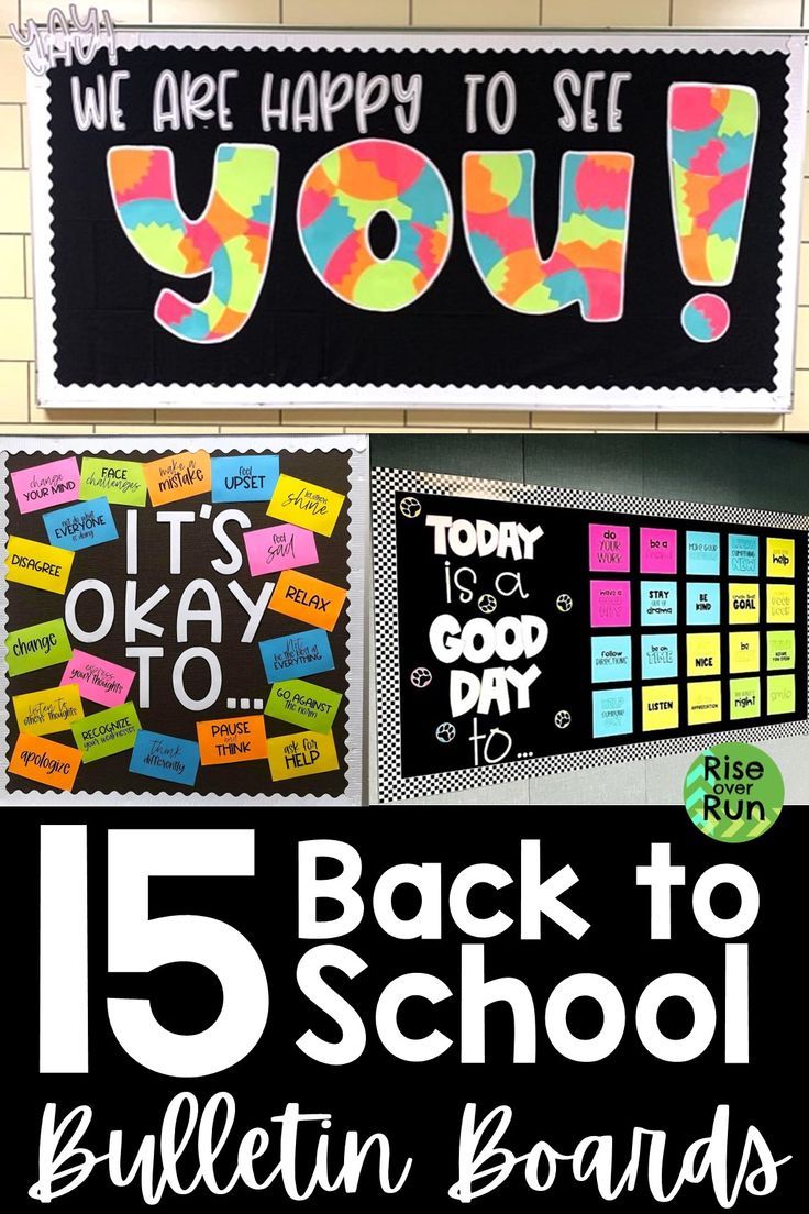 back to school bulletin boards with the words, we are happy to see you and it's back to school bulletin boards