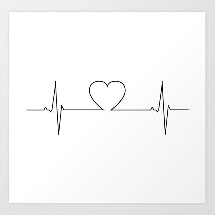 a heartbeat with a heart on it art print