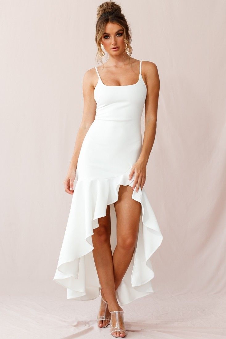 Shop the Emoji Asymmetrical Hemline Dress White | Selfie Leslie Fitted Dress With Asymmetrical Neckline For Date Night, Fitted Dress With Asymmetrical Neckline For Summer, Summer Asymmetrical Bodycon Dress For Date Night, Summer Bodycon Asymmetrical Dress For Date Night, Fitted Midi Dress With Asymmetrical Neckline For Date Night, Chic Summer Dresses With Mermaid Hem, Fitted Asymmetrical High-low Hem Evening Dress, Slim Fit Midi Dress For Summer Nights, Flirty Stretch Mini Dress With Asymmetrical Hem