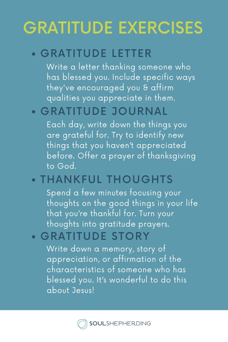 a blue and white poster with the words gratitude exercises