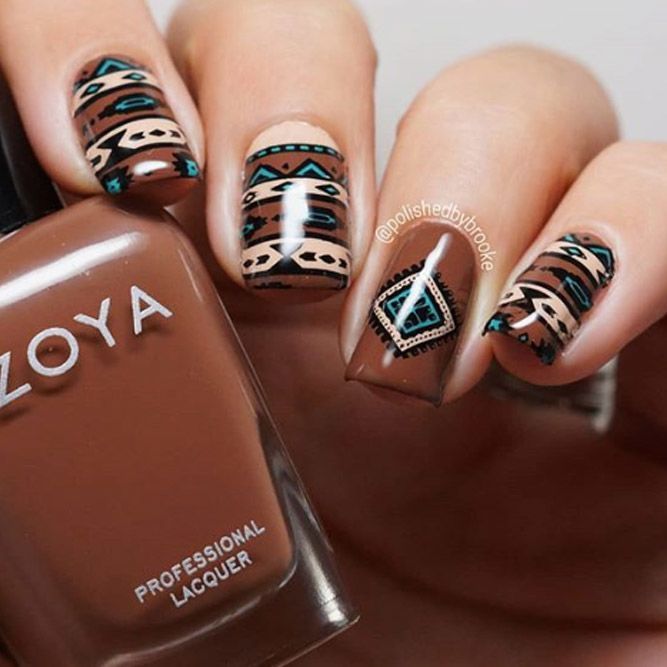 Western Style Nails, Aztec Nail Designs, Best Winter Nails, Winter Nails Designs, Country Acrylic Nails, Rodeo Nails, Cowboy Nails, Indian Nails, Aztec Nails