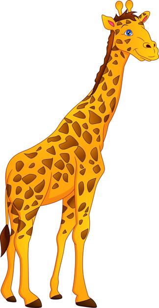 a cartoon giraffe standing in front of a white background