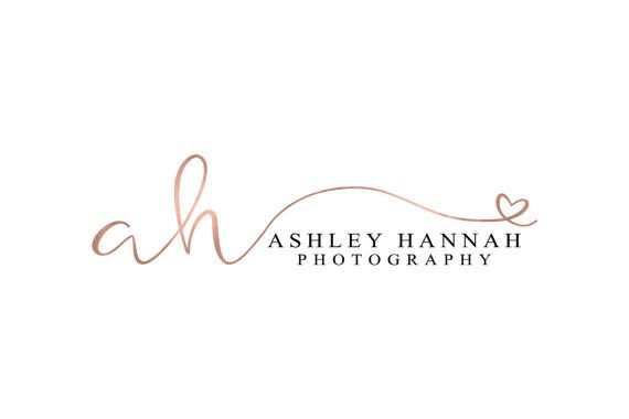 the logo for an ashley hannah photography business, with a heart in it's center