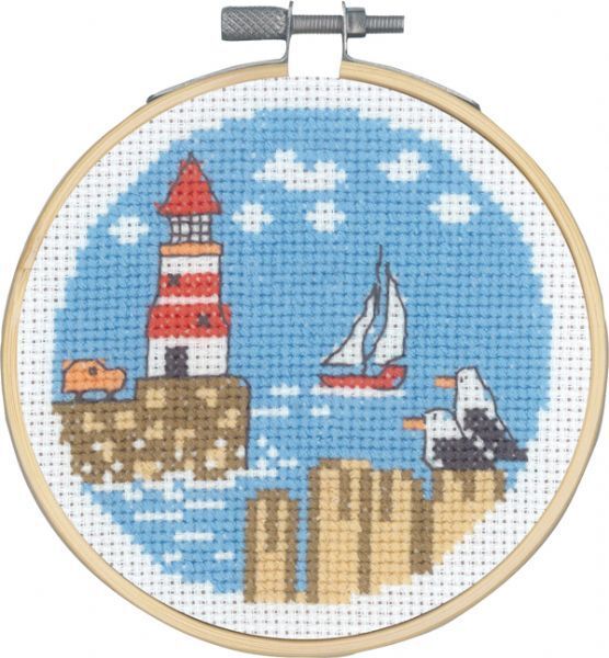 Permin?Lighthouse Cross Stitch Kit - 10cm Wood Embroidery, Light House, Counted Cross Stitch Kits, Needlepoint Kits, Easy Breezy, Stitch Kit, Counted Cross Stitch Patterns, Cross Stitch Kit, Knitted Toys