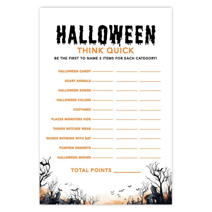 a printable halloween game for kids to play in the dark with bats and trees