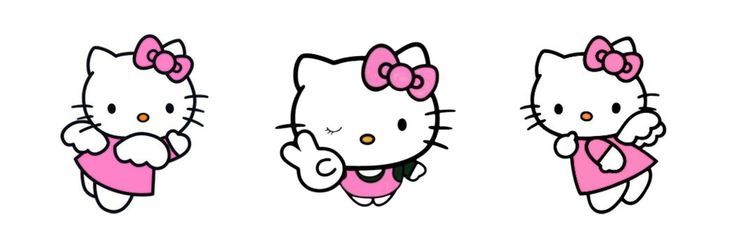 three hello kitty cartoon characters in different poses