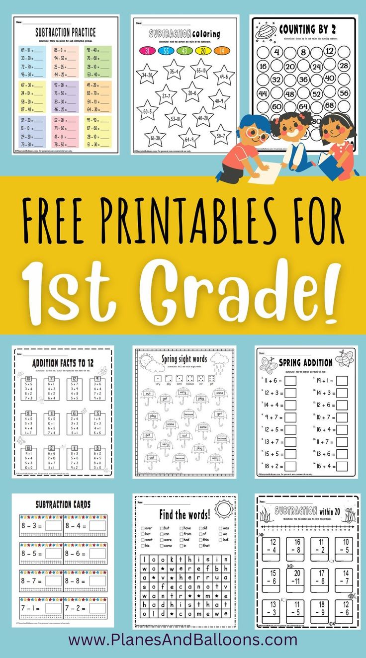 free printables for 1st grade students to practice their math skills and help them learn