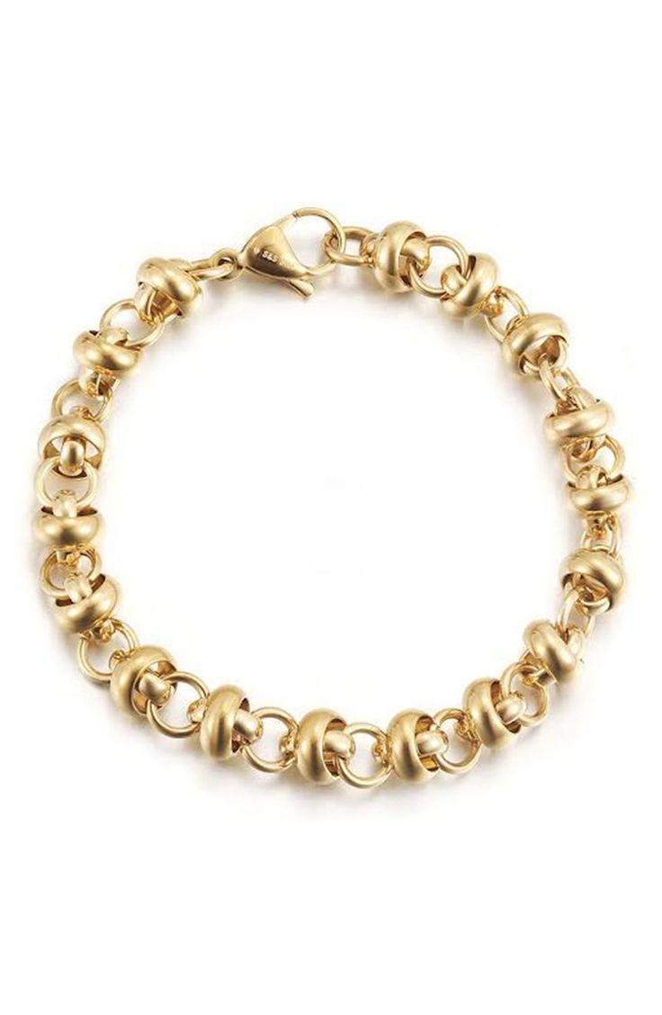 Polished rolo links bring high shine to this eye-catching chain bracelet secured by a large lobster clasp. 7" length Lobster clasp closure Goldtone plate Imported Modern Link Bracelet With Rolo Chain, Modern Rolo Chain Link Bracelet, Modern Bracelets With Rolo Chain And Oval Link, Modern Chain Link Bracelet With Spring Ring Clasp, Elegant Charm Bracelet With Chunky Oval Links, Elegant Bracelets With Rolo Chain Link, Elegant Link Bracelets With Rolo Chain, Elegant Link Charm Bracelet With Chunky Chain, Metal Link Bracelets With Rolo Chain