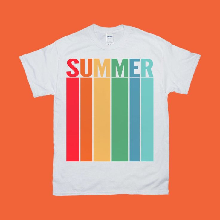 Summer | Retro Sunset | Stripes T-Shirts, Rainbow Stripes Summer Tee, Summer Vibes, Summer Lovers Shirt, Season Shirt This is an amazing soft-style t-shirt that is a staple in every wardrobe. Featuring a rolled forward shoulder, double sleeve needle, and bottom hems as well as a seamless double-needle collar, Gildan 64000 is extremely lightweight but durable. Your stunning designs will not go unnoticed on this crowd-pleaser shirt. THANKS FOR LOOKING! ☺ Want more funny, unique, and creative shirt Casual Cotton T-shirt For Summer Adventures, Trendy Multicolor T-shirt For Beach, Trendy Multicolor T-shirt For Vacation, Trendy Multicolor T-shirt For The Beach, Summer White Relaxed Fit Shirt, Casual White Shirt For Summer, White Relaxed Fit Shirt For Summer, Summer T-shirt With Sublimation Print And Relaxed Fit, Trendy Multicolor Summer T-shirt