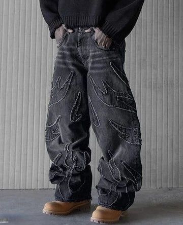 Baggy Jeans for Men Y2k Hip Hop Distressed Retro Black Pants Oversized Embroidery Harajuku Gothic Wide Leg Trousers Streetwear S: Waist 71 Hip 108 length 100 Thigh 64 Bottom 45 M: Waist 75 Hip 112 length 102 Thigh 66 Bottom 47 L: Waist 79 Hip 116 length 104 Thigh 68 Bottom 49 XL: Waist 83 Hip 120 length 106 Thigh 70 Bottom 51 2XL: Waist 87 Hip 122 length 108 Thigh 72 Bottom 53 Unit:cm Size mearsured by ourselves, sometimes has some errors, but alwayswithin 3cm." Please note 1 cm = 0.39 inch,1 inch = 2.54 cm. Pleasefeel free to contact us when finding difficulty in choosing size,we will give you the best option. Baggy Jeans For Men, Y2k Hip Hop, Casual Halloween, Retro Pants, Baggy Cargo Pants, Y2k Pants, Jeans For Men, Hip Hop Streetwear, Baggy Pant