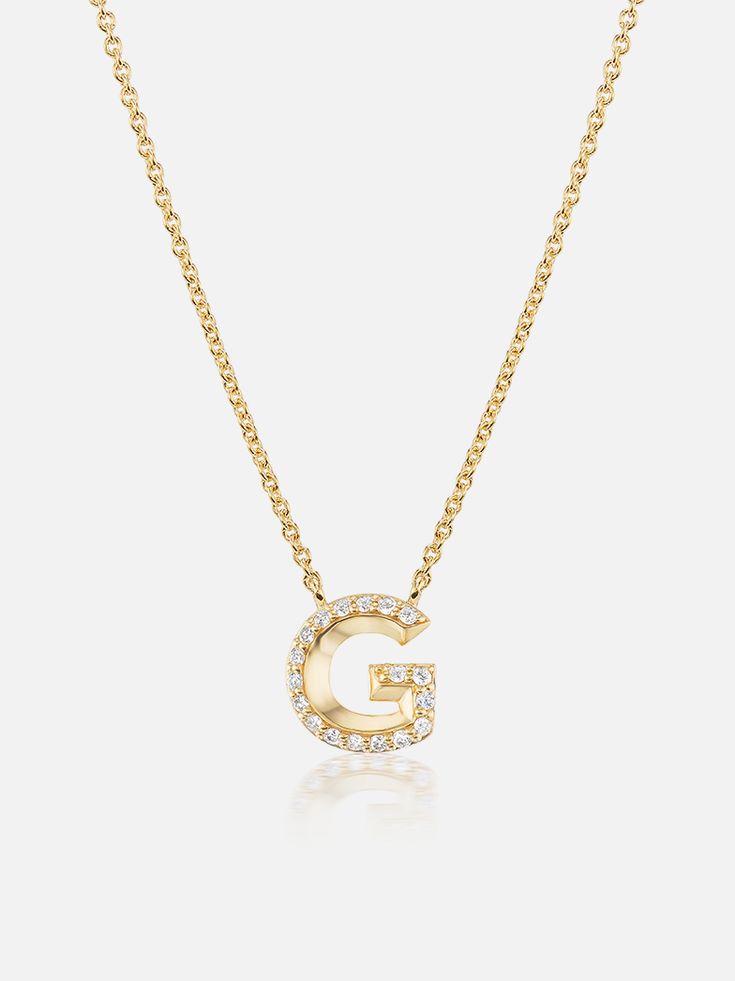 16" in length, 18k yellow gold and diamond initial pendant necklace. Lauren Harwell Godfrey's take on letters includes subtle knife-edge details and delicate diamond placement. Celebrate your family members, friends or your own initials. Available in letters A-Z. Made to order, current lead time is 8-10 weeks. Yellow Gold Initial Necklace With Diamond, Yellow Gold Diamond Initial Necklace, Classic Yellow Gold Diamond Necklace With Initials, Luxury Yellow Gold Monogram Initial Necklace, Yellow Gold Diamond Initial Pendant Necklace, Formal Initial Pendant Diamond Necklace, Luxury Initial Pendant Name Necklace, Luxury Initial Pendant Necklace With Initials, Luxury Initial Pendant Name Necklace With Initials