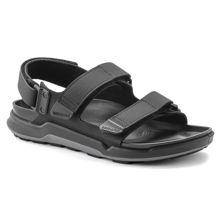 The BIRKENSTOCK Tatacoa - designed to bring Birkenstock comfort and support to your favorite trail and water based activities. These off-road ready sandals feature a direct attach PU footbed a rugged PU/TPU outsole for added traction and sturdy hook and loop closures for a secure fit. The upper is made from the skin-friendly hard-wearing synthetic material Birko-Flor®. Anatomically shaped PU footbed Upper: Birko-Flor® Futura Footbed lining: polyurethane (PU) Sole: light polyurethane sole (PU) De Birkenstock Styles, Black Birkenstock, Womens Casual Boots, Birkenstock Men, Mens Boots Casual, Hiking Sandals, Waterproof Winter Boots, Pull On Boots, Calf Socks