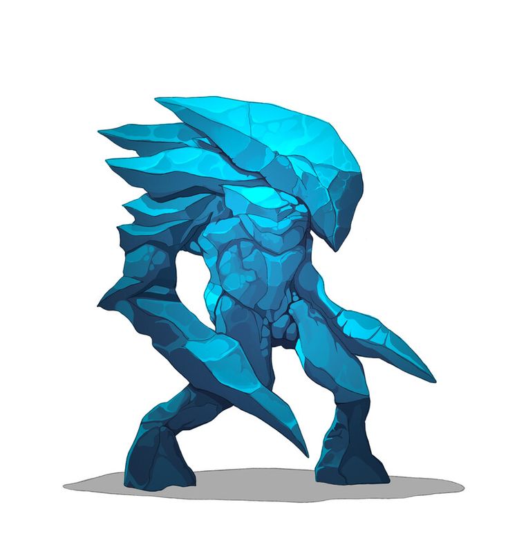 a very large blue creature standing in the middle of a white background and looking to its left