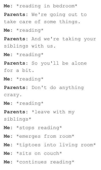 the text is written in black and white on a piece of paper that says, i'm reading in bed room parents we're going out to take care of some things