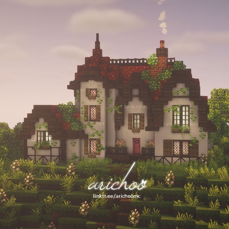 an animated image of a house in the middle of some bushes and trees with vines growing on it