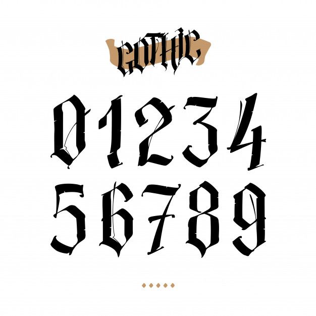 the gothic font and numbers are all black