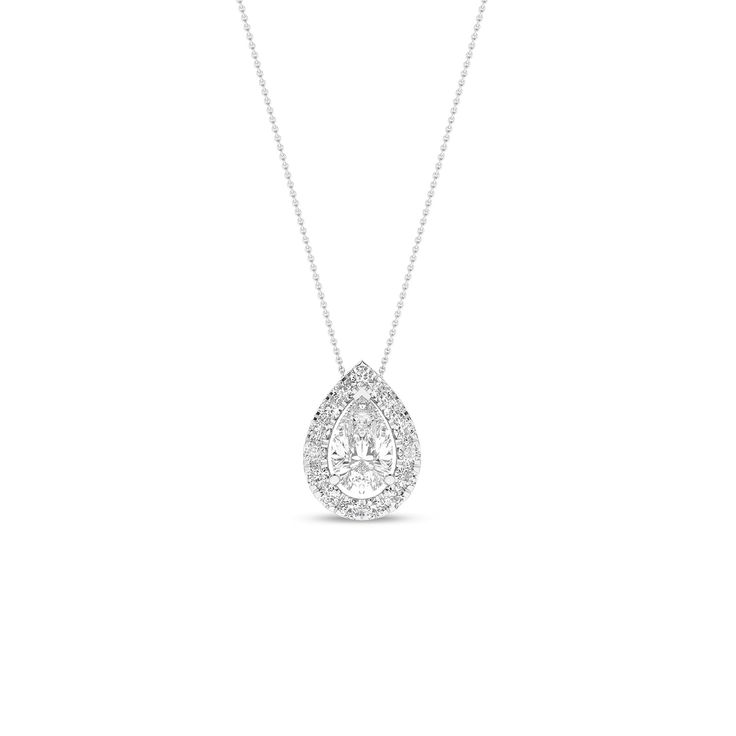 This Dewdrop Halo Necklace features a dewdrop-shaped diamond surrounded by a halo of tiny diamonds. The dewdrop-like setting creates a breathtaking visual experience, making this diamond pendant necklace perfect for any occasion, whether it’s a night out or a day at the office. It’s versatile enough to be worn with any outfit, from casual to formal. Timeless Solitaire Teardrop Pendant Necklace With Brilliant Cut, Timeless Teardrop Solitaire Necklace With Brilliant Cut, Timeless Solitaire Necklace With Teardrop Brilliant Cut, Timeless Teardrop Necklace With Brilliant Cut, Timeless Teardrop Pendant Solitaire Necklace With Brilliant Cut, Classic Diamond Teardrop Pendant Necklace, Timeless Teardrop Pendant Diamond Necklace With Brilliant Cut, Timeless White Gold Teardrop Solitaire Necklace, Timeless Teardrop Solitaire Necklace In White Gold