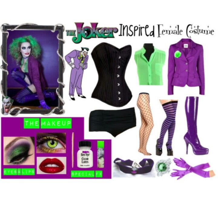 the joker inspired female costume is purple and green