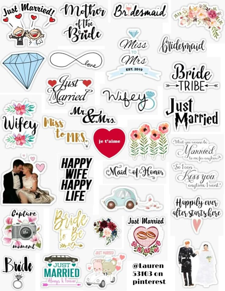 the wedding stickers are all different styles and colors, but one is for each bride