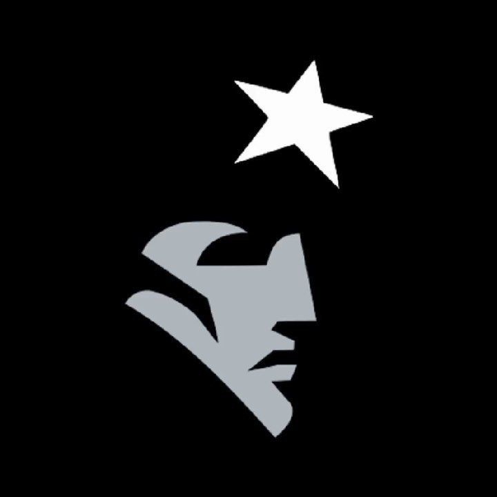 an image of a man's face with a star above his head on a black background